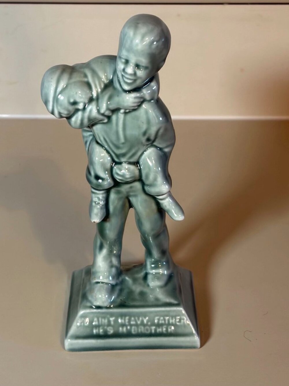 Boys Town Nebraska He Ain't Heavy Father Figurine Green Statue He's My Brother